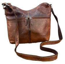 Jack Georges Large Voyager Crossbody Brown Leather Bag