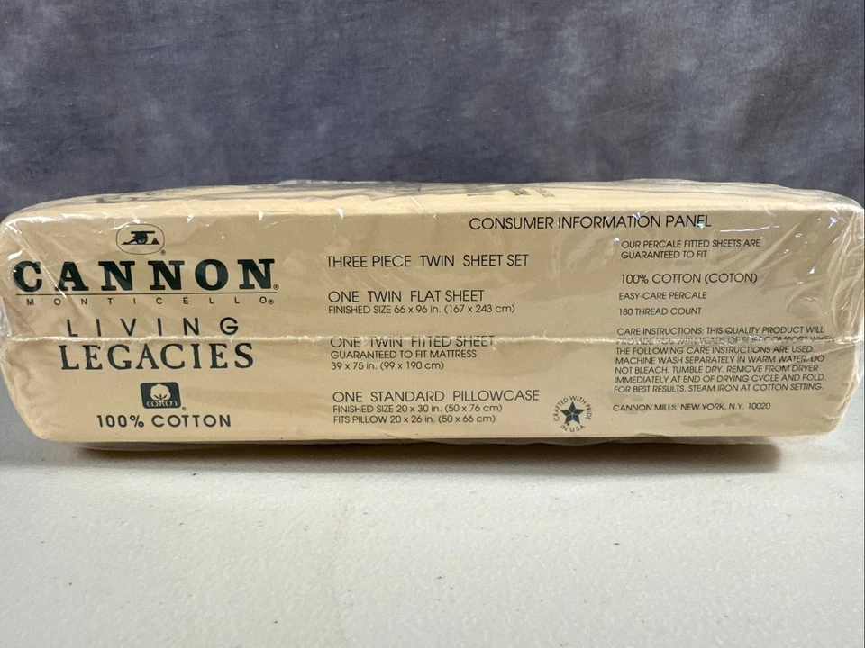 Cannon Mills Radiance NOS Vintage 3 Piece Twin Sheet Set Chateau Rose Cabbage - Image 2 of 4