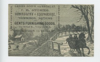 Mr Fancy Cancel J R Stokes Gents Fine Furnishings Trenton NJ Vint Ad Card #1818