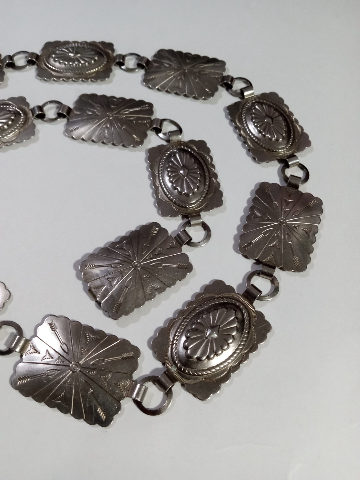 Arrows Flowers Silver Tone Rectangular Metal Chai… - image 6