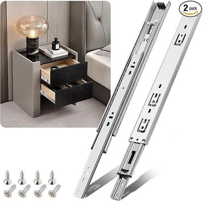 Full Extension 100-lb Ball Bearing Drawer Slides 10''-22'' Heavy Duty Track Rail
