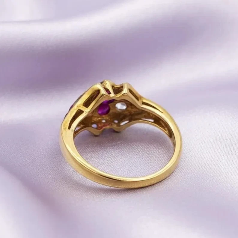 2Ct Round Cut Green Emerald Lab-Created Multicolor Ring 14K Yellow Gold Plated - Image 2 of 3