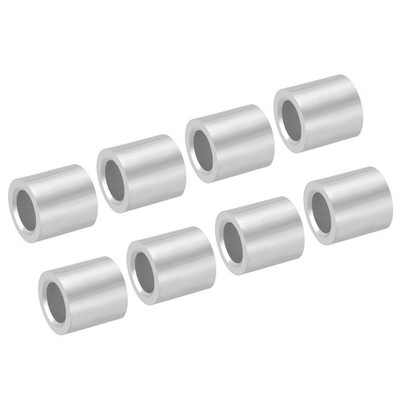 3/8'' 10mm Wire Rope Stop Sleeve,8 Pack Aluminum Crimping Loop Sleeve Silver