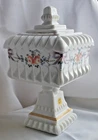 VINTAGE Westmoreland Milk Glass Floral Wedding Cake Box, Pedestal W/LID