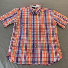 Tommy Hilfiger Shirt Mens XL Multicolor Plaid Short Sleeve Button Front Casual