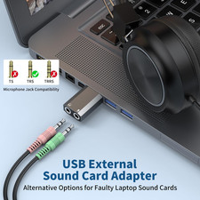 USB to 3.5Mm Audio Adapter 2-Pack ,External Stereo Sound Card with Dual TRS ...