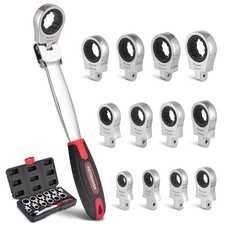 Flex Head Ratcheting Wrench Set 8-19mm Ratchet Wrench Set With Interchangeable