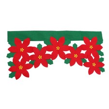 Red Flower Christmas Valance Cloth Curtain Decorative For Party Room