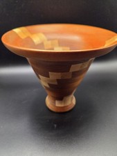 Artisan Crafted Turned Wood Segmented Vase