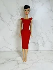 Vintage 2004 Mattel 60s Style Barbie Doll Red Lips Red Dress Blue Eye ShadowREAD