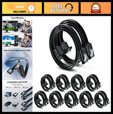 SATA III Cable 10-Pack - Right Angle  Straight, 6Gbps Tangle-Free, Locking Latc