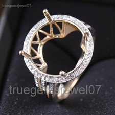 Round Cut 16x10mm Semi Mount Ring Setting 925 Sterling Silver Engagement Ring