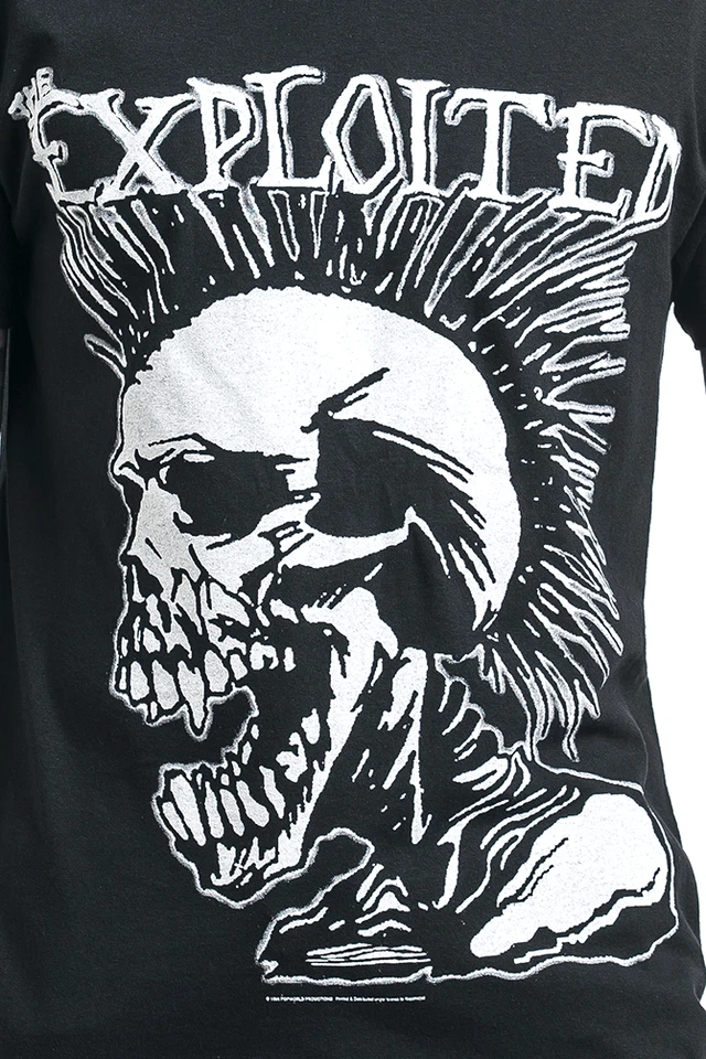 The Exploited T-Shirt Herren Mohican Skull schwarz Band-Merch, Bands, Totenköpfe - Bild 3 von 4