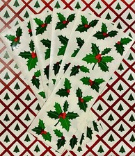 Vintage Mrs. Grossman Christmas Holiday Holly And Berries 2x6 Sticker Strip 1 