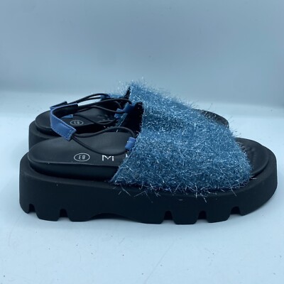 E8 Miista Noreen Blue Sandals Womens 37 US Platform Sparkly