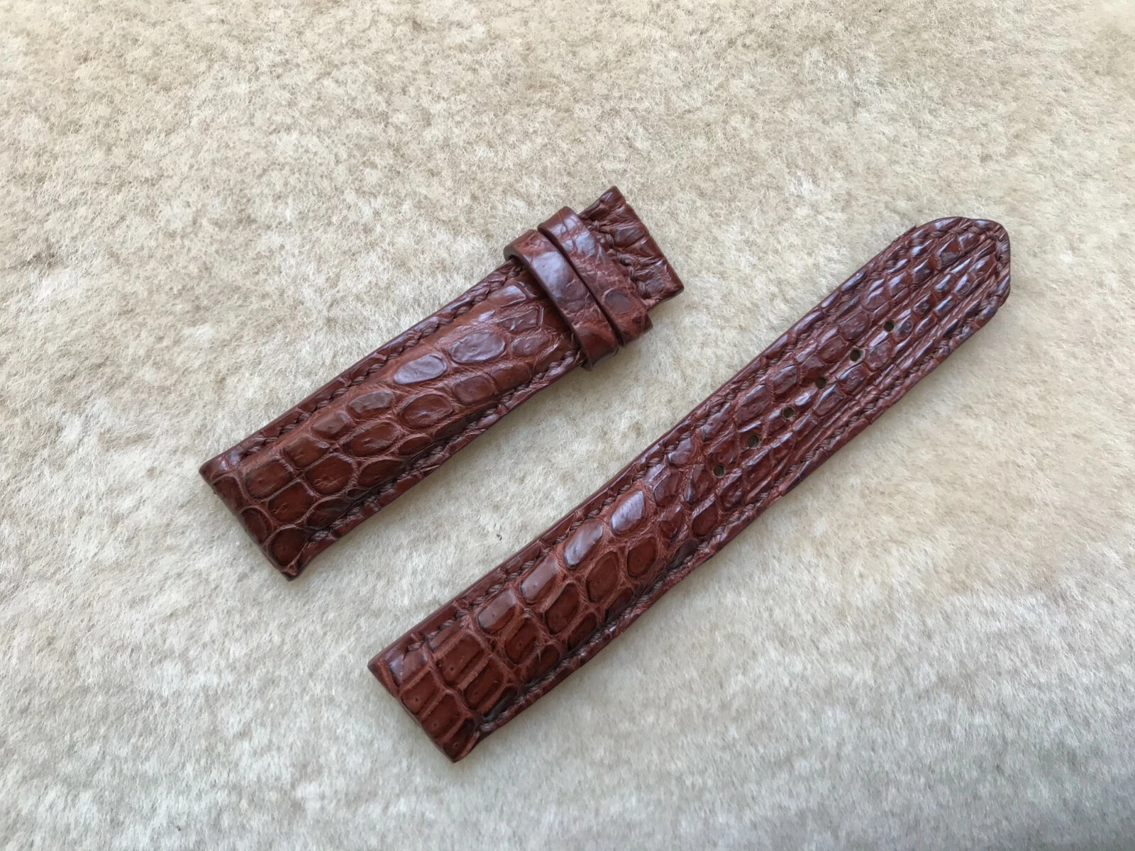 20mm/18mm Brown Alligator Crocodile Embossed Leather Watch Strap Band