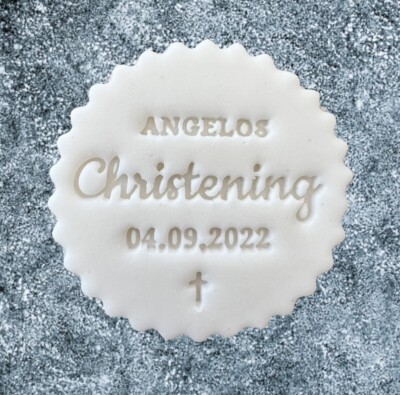 Personalisierter Stempel Taufe Debosser Fondant Cupcake Glasur Plätzchen dekorieren