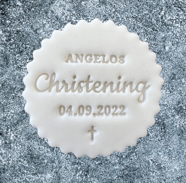 Personalised Christening Debosser Stamp Fondant Cupcake Icing Cookie Decorate Personalised Christening Debosser Stamp Fondant Cupcake Icing Cookie Decorate