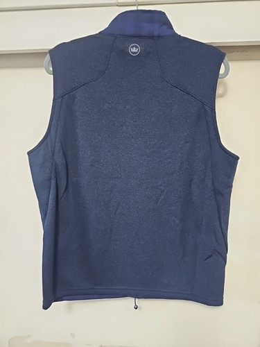 Peter Millar NEW "Performance Flannel" Full-Zip Navy Blue Golf Vest SZ Medium - Picture 4 of 14