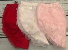 IC Collections White Pink Red Nylon Rumba Diaper Cover  3-6M 9-12M 18M 24M