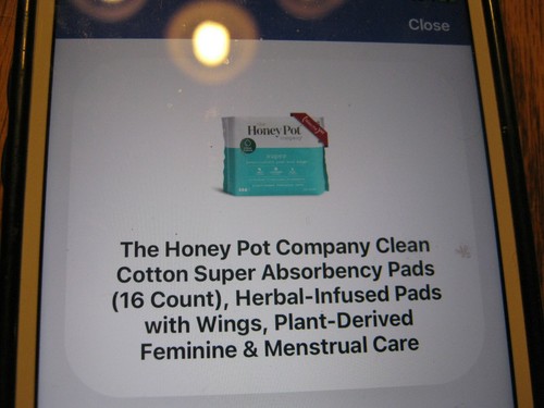 Super Herbal-Infused Pads with Wings by THE HONEY POT, 16 ct Organic Cotton - Picture 2 of 4