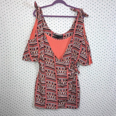 Minimarket Size Euro 34 US 4 100% Silk Doden Print Wrap Dress Sleeveless Ties
