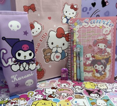 SANRIO Geschenktüte Notizbuch Federmäppchen Aufkleber Schreibwaren Set Konvolut Hello Kitty