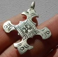 RARE ANCIENT VIKING SILVER CROSS PENDANT AMULET AUTHENTIC ARTIFACT T...