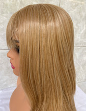 Long Straight Layered Honey Blonde Synthetic Hair Wigs With Bangs Women Soft