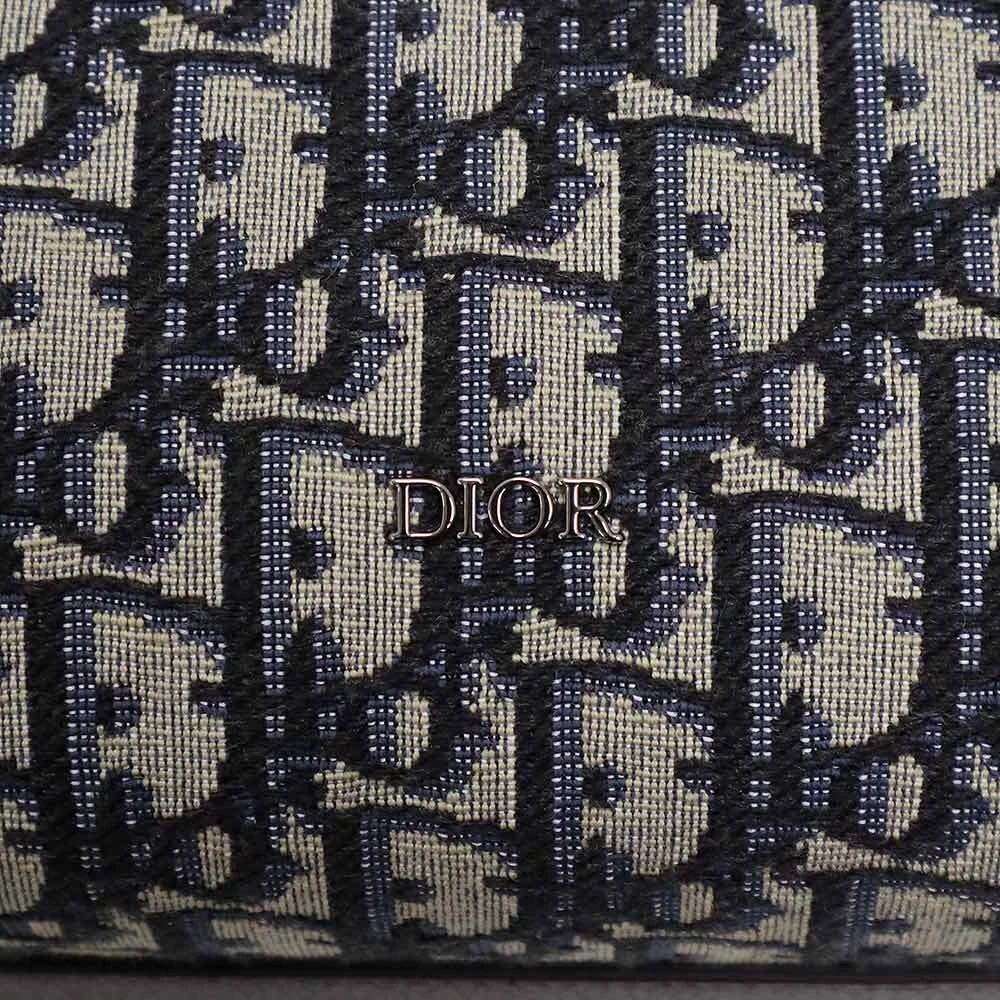 Borsa a tracolla Christian Dior Oblique Rango 22 pelle jacquard blu navy 1ADPO249YKY