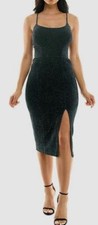 Speechless Women's Junior's Green Strappy-Back Glitter-Knit Dress Size XS