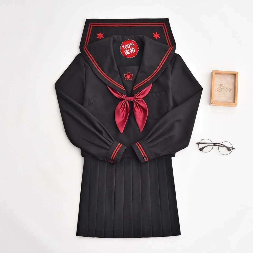 Uniforme Escolar JK Mujeres Niña Negro Furyo Shoujo Disfraz Vestido Foto 3 de 4