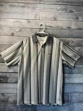 Jeep Men’s Short Sleeve polo Gray and whote stripped Size XXL