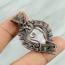 Pink Kunzite Gemstone Jewelry Copper Love Gift Wire Wrapped Pendant 2.24"