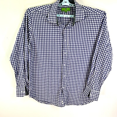 Bristol & Bull Checked Long Sleeve Button Up Shirt Mens Size XL Blue Cotton