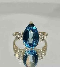 2Ct Lab-Created London Blue Topaz Solitaire Wedding Ring 14K Yellow Gold Plated