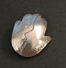 Sterling Hamsa Brooch Israel WIZO Judaica Minimalist Modernist Stop Violence VTG