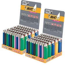 100 Accendini BIC SLIM J23 Medi Colorati Pietrina - Scatola Intera 2 Box 