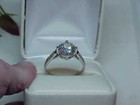 Vintage DQ QVC Sterling Solitaire 4.00ct Crystal Ring Ornate Band Sz 10 3.9Grams — photo 1
