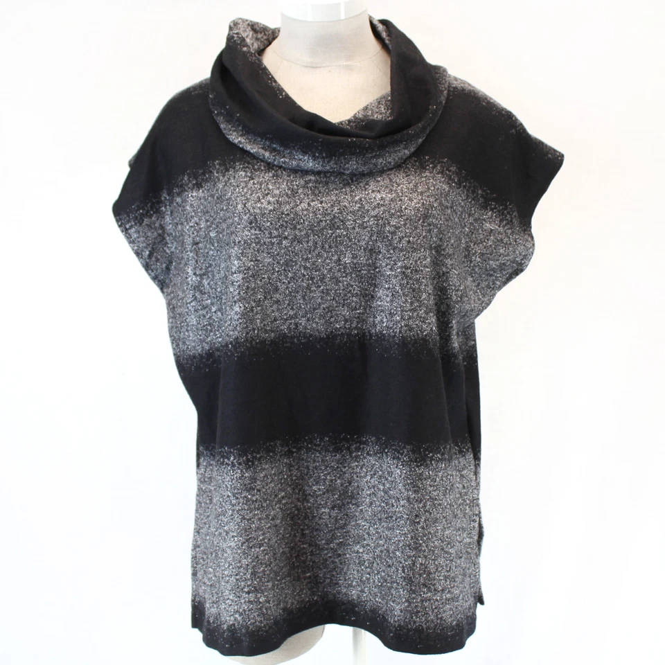 Poncho Suéter Bryn Walker Lagenlook Capucha Lana Blnd Blanco y Negro Ombre XL se adapta a 1X Foto 2 de 4