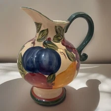 NEW Noble Excellence Tuscan Hand Painted Fruit Grapes Pear Pitcher  10 in
