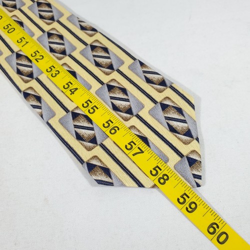 ZYLOS GEORGE MACHADO Classic Silk Tie Abstract Yellow Gray Black Graphic 4X59 - Picture 5 of 8