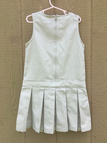 Girl School Uniform Dress Beige 6 Cat & Jack Polyester Cotton Blend Pleat Skirt - Picture 2 of 3
