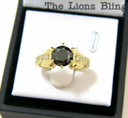 Ónice Negro Anillos de Moda enchapado en oro Amarillo