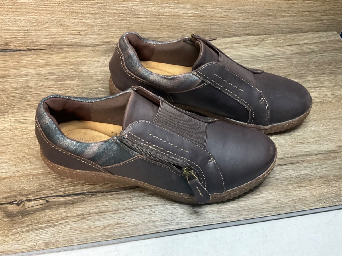 NEW Women’s CLARKS size M Caroline Cove Sneakers SHOES brown slip on  MSRP: $85