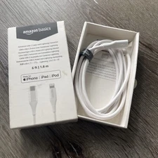 Amazon Basics USB-C  Connector 6Ft white cable charging