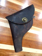 ANTIQUE SMALL CALIBER LEATHER PISTOL GUN HOLSTER WW 1 LUGER? WW 2 WALTHER ?