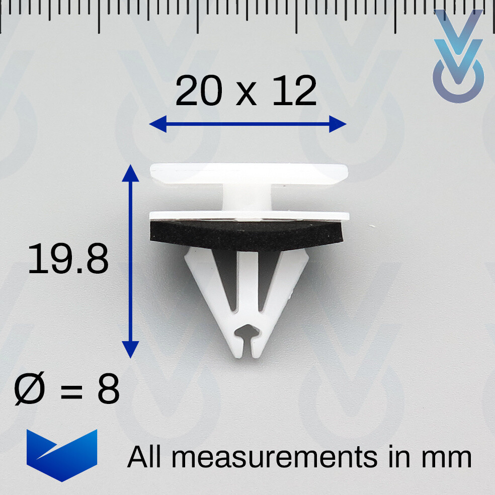 10 Clips VVO® Para Revestimiento De Puerta Ford Transit - Clips Plástico Blanco, OEM 4046124, Nuevos