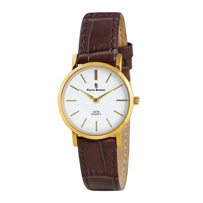 PIERRE BONNET Orologio donna Class 4269 vera pelle marrone vintage 50  elegante | eBay