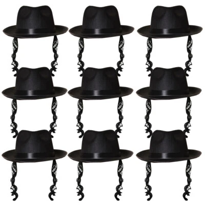 ILOVEFANCYDRESS SCHWARZ FEDORA MIT LOCKIGEN KOTEBURNS JÜDISCHER RABBINER ERWACHSENE SCHICKKLEID KOSTÜM SET